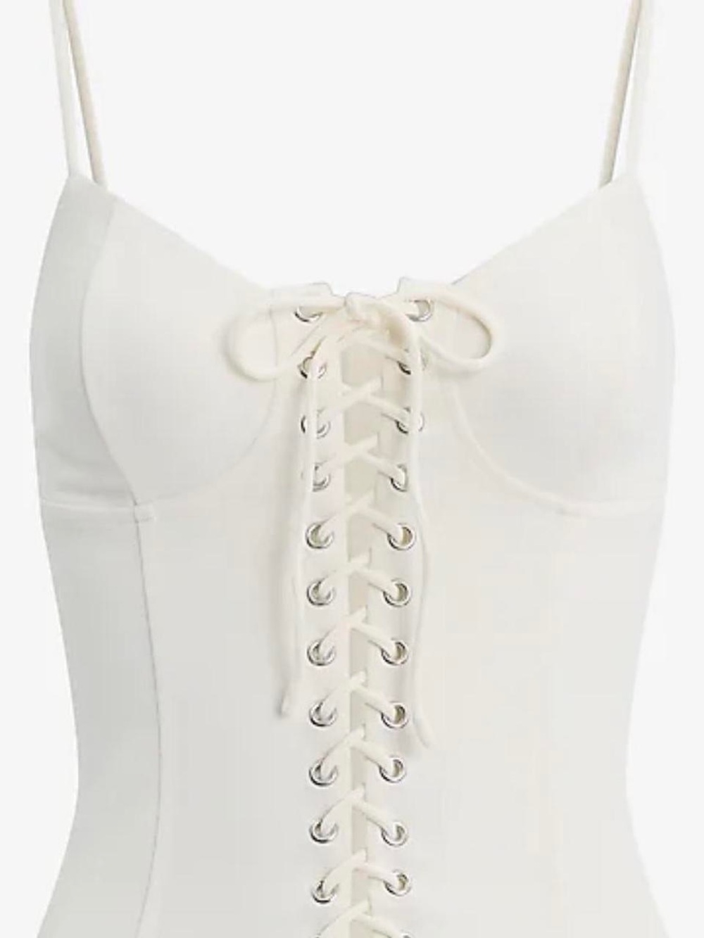 Express Ivory Lace Up Top
